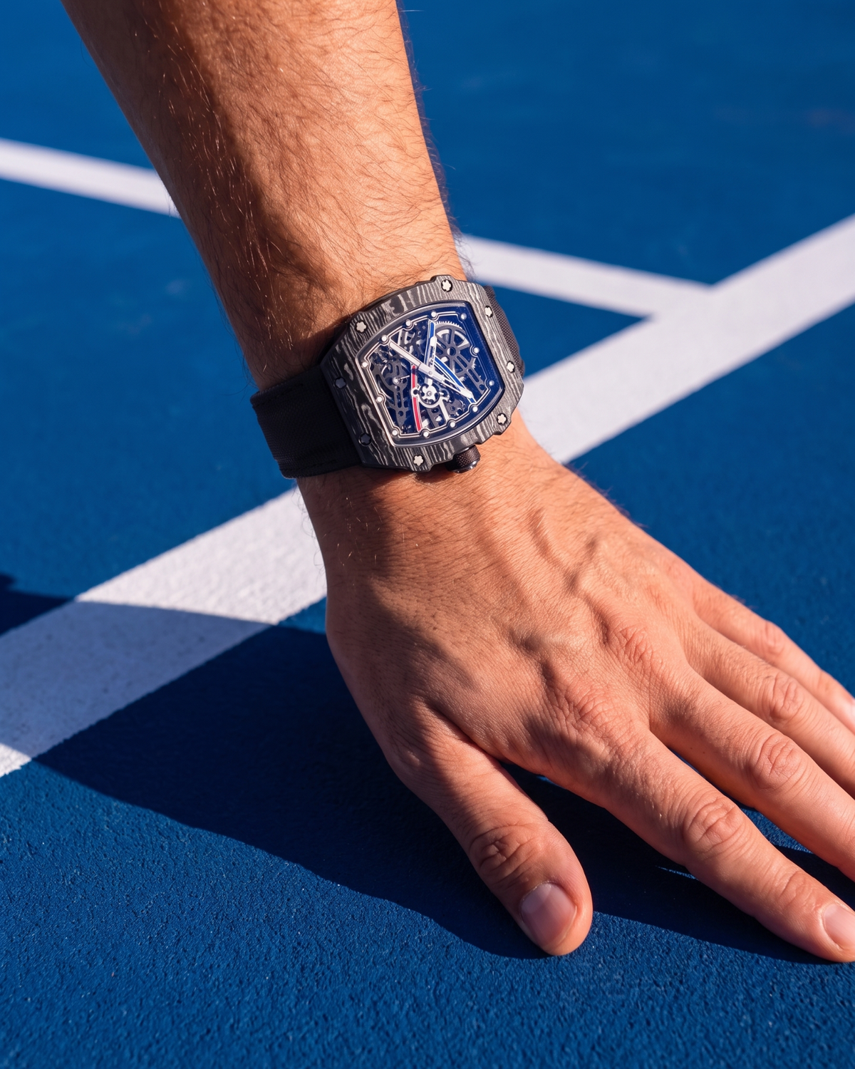 Noir Blanc skeleton watch