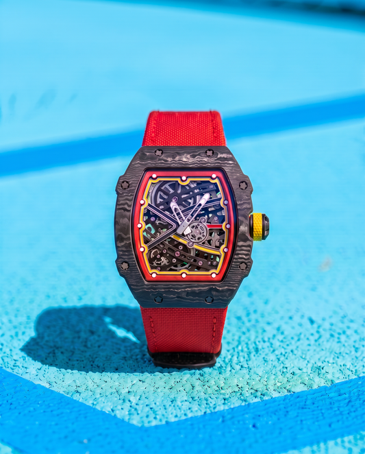 Vermillion Grid skeleton watch